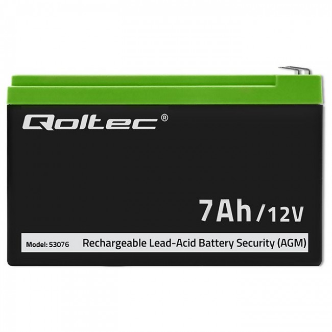 Qoltec 53076 AGM battery | 12V | 7Ah | Security Qoltec 53076 AGM battery | 12V | 7Ah | Security