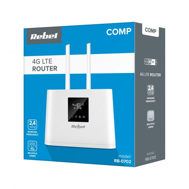 Rebel RB-0702 wireless router Single-band (2.4 GHz) 3G 4G Rebel RB-0702 wireless router Single-band (2.4 GHz) 3G 4G