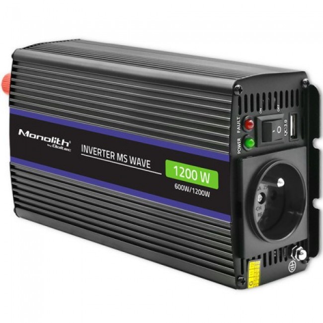 Qoltec Monolith power adapter/inverter Auto/Indoor 600 W Black Qoltec Monolith power adapter/inverter Auto/Indoor 600 W Black