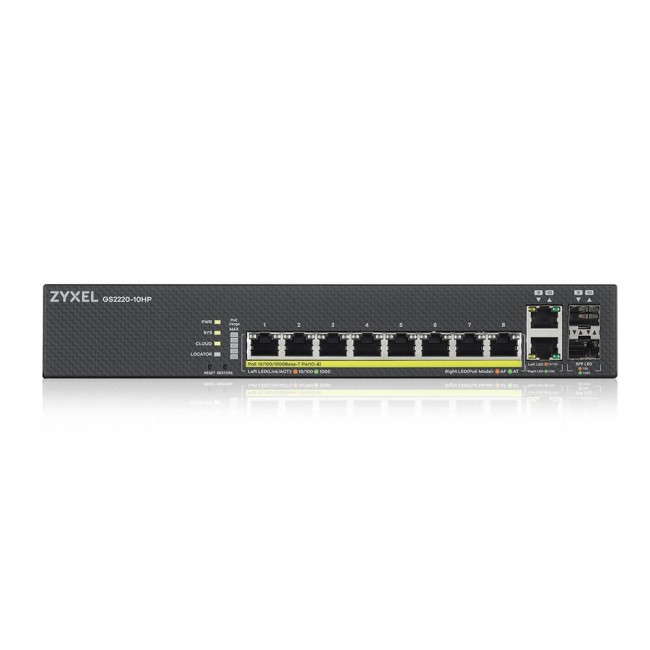 Zyxel GS2220-10HP-EU0101F network switch Managed L2 Gigabit Ethernet (10/100/1000) Power over Ethernet (PoE) Black Zyxel GS2220-10HP-EU0101F network switch Managed L2 Gigabit Ethernet (10/100/1000) Power over Ethernet (PoE) Black