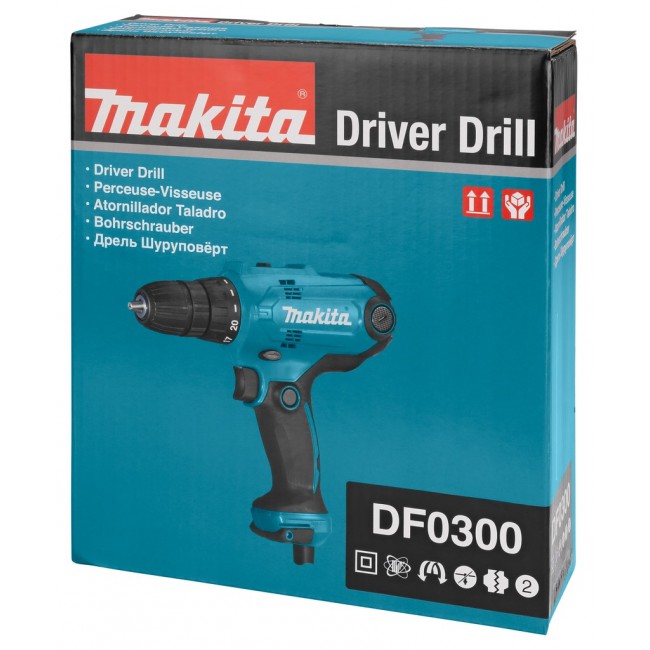 Makita DF0300 drill 1500 RPM Keyless 1.2 kg Black, Blue