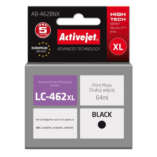 Activejet AB-462BNX Ink (replacement for Brother LC-462XLBK Supreme 64 ml black).