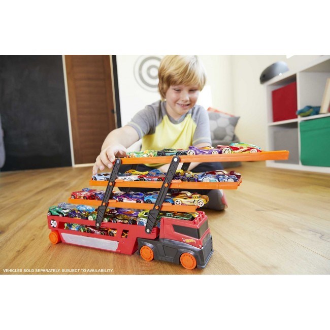 Hot Wheels City Mega Hauler with Storage for up to 50 1:64 scale cars ages 3 and older