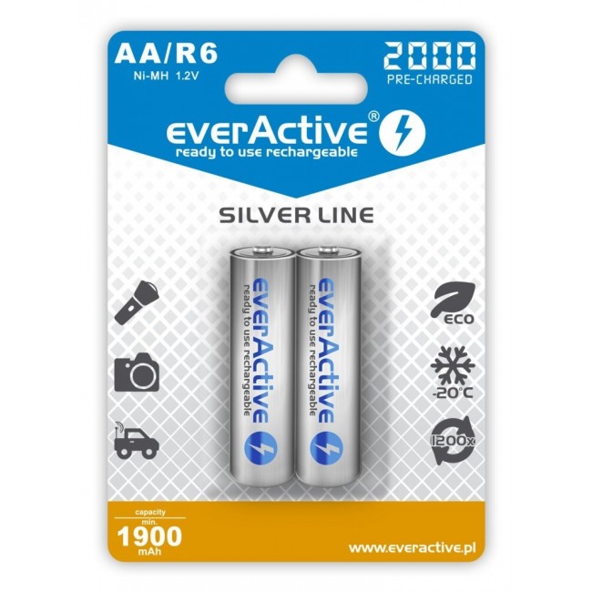 Rechargeable batteries everActive Ni-MH R6 AA 2000 mAh Silver Line - 2 pieces Rechargeable batteries everActive Ni-MH R6 AA 2000 mAh Silver Line - 2 pieces