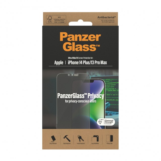 PanzerGlass Privacy Screen Protector iPhone 14 Plus | 13 Pro Max | Ultra-Wide Fit Clear screen protector Apple 1 pc(s)
