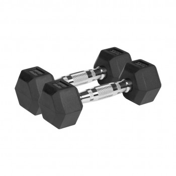Rubberized Cast Iron Dumbbells HEX 2x3 kg REBEL ACTIVE