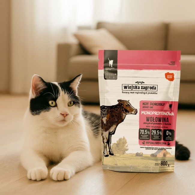 WIEJSKA ZAGRODA Monoprotein Beef - dry cat food - 800g WIEJSKA ZAGRODA Monoprotein Beef - dry cat food - 800g