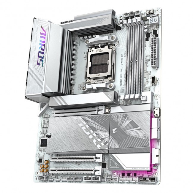 GIGABYTE X870E AORUS ELITE WIFI7 ICE Motherboard - Supports AMD Ryzen 9000 CPUs, 16+2+2 Phases Digital VRM, up to 8200Hz DDR5 (OC), 3xPCIe 5.0 + 1xPCIe 4.0, Wi-Fi 7, 2.5GbE LAN, USB 4 GIGABYTE X870E AORUS ELITE WIFI7 ICE Motherboard - Supports AMD Ryzen 9000 CPUs, 16+2+2 Phases Digital VRM, up to 8200Hz DDR5 (OC), 3xPCIe 5.0 + 1xPCIe 4.0, Wi-Fi 7, 2.5GbE LAN, USB 4