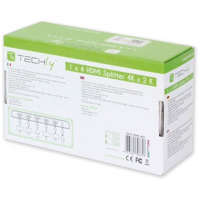 Techly Splitter HDMI 4 way 4K*2K IDATA HDMI-4K4