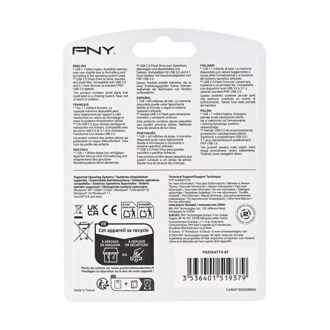 PNY Attach 4 2.0 32GB USB flash drive USB Type-A Black