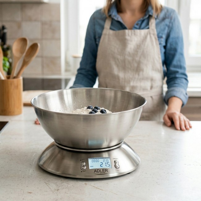 Adler AD 3134 Electronic kitchen scale Stainless steel Round