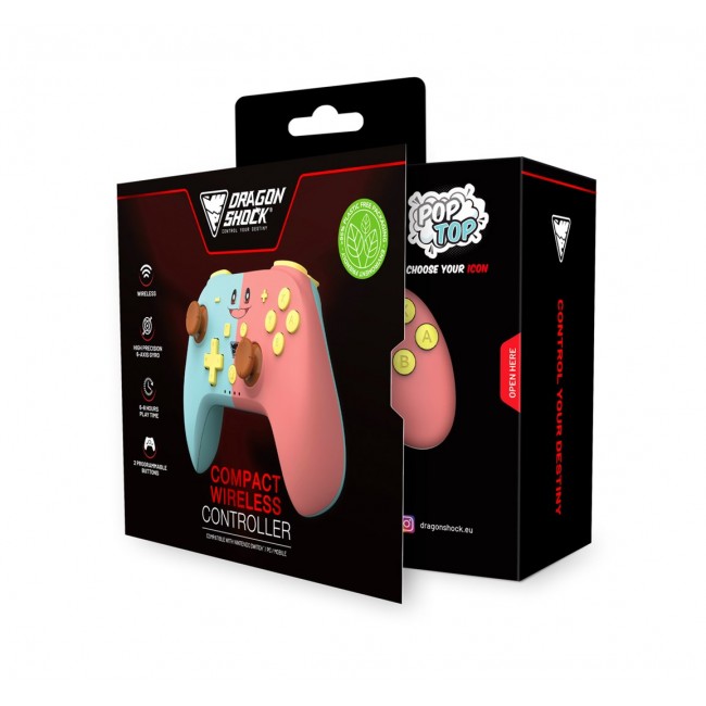 Dragonshock PopTop Blue, Pink, Yellow, Brown Bluetooth Gamepad Analogue / Digital Nintendo Switch, PC