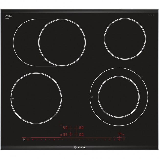 Bosch Serie 8 PKN675DP1D hob Black, Stainless steel Built-in Ceramic 4 zone(s)