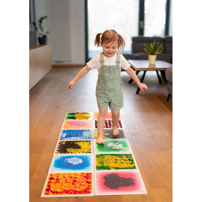 Tullo Sensory path colorful sensory tiles with liquid 4 pcs Tullo Sensory path colorful sensory tiles with liquid 4 pcs