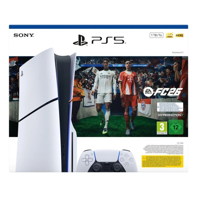 Sony PlayStation 5 Slim + EA Sports FC 26 Bundle 1 TB Wi-Fi Black, White Sony PlayStation 5 Slim + EA Sports FC 26 Bundle 1 TB Wi-Fi Black, White