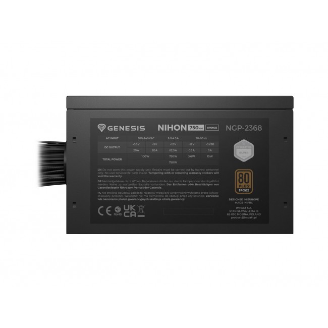 GENESIS Nihon 750NM power supply unit 750 W 20+4 pin ATX ATX Black GENESIS Nihon 750NM power supply unit 750 W 20+4 pin ATX ATX Black