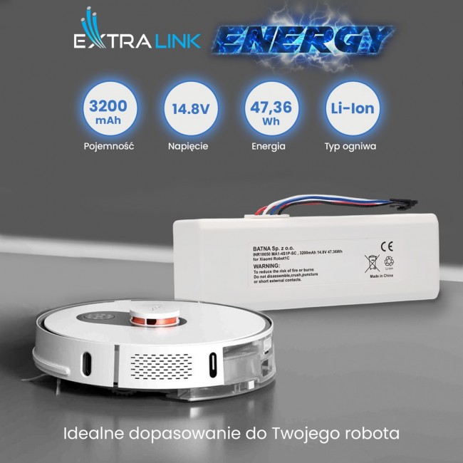 Battery for Xiaomi Robot 1C P1904-4S1P-MM, 3200mAh, 47.36Wh, STYTJ01ZHM Mijia 1C P1904-4S1P-MM (Dreame MC1808)