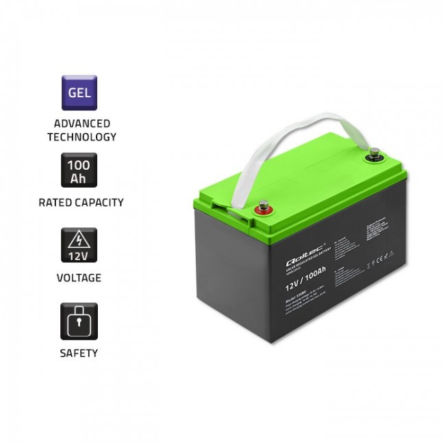 Qoltec Battery elowy | 12V | 100Ah | GEL | 29.3kg