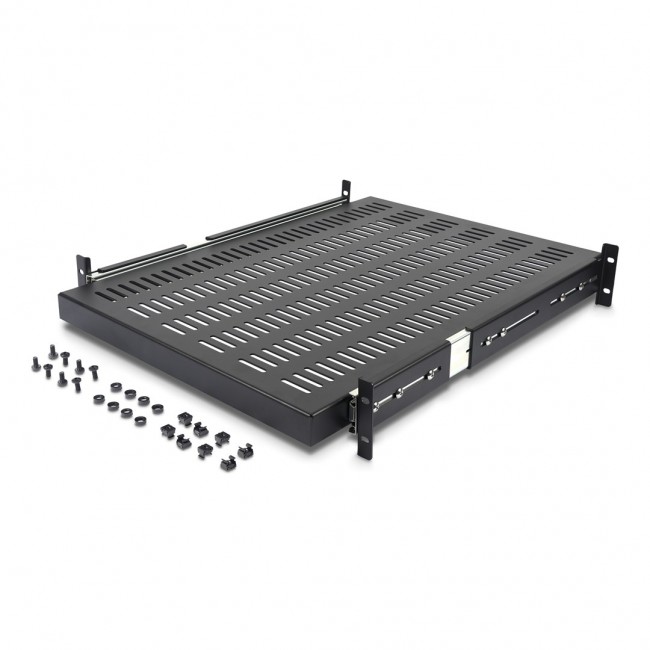 StarTech.com 2U Sliding Server Rack Mount Shelf - 20 to 30in Adjustable Mounting Depth - Vented - 50lb - Heavy Duty Universal 19 Rack Shelf for Equipment Rack - 24in Deep