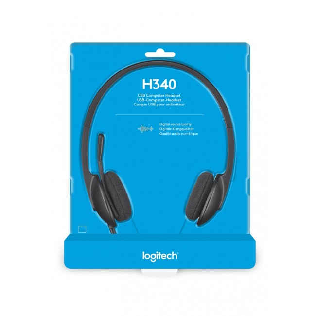 Logitech H340 USB Computer Headset Wired Head-band Office/Call center USB Type-A Black