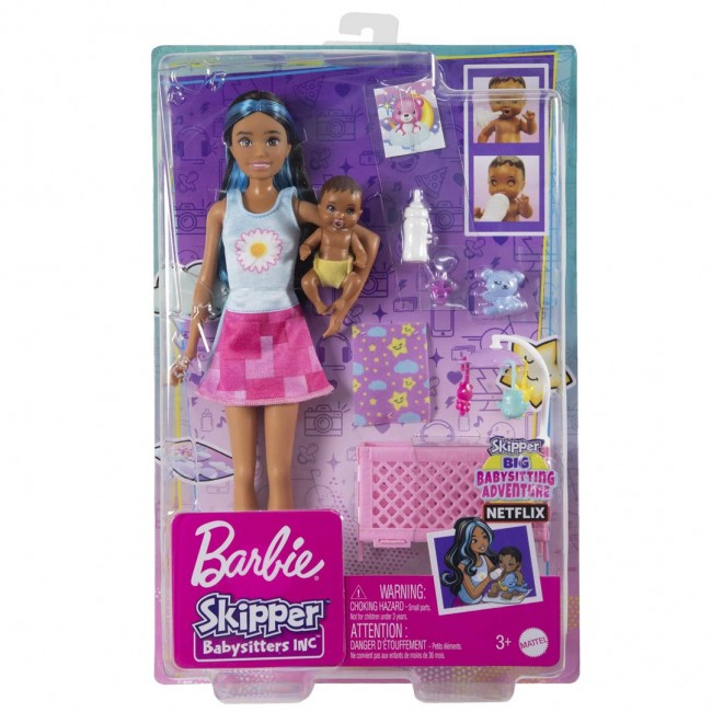 Barbie Skipper Babysitters Inc. Skipper Babysitters Playset with Friend Doll, Baby Doll with Sleepy Eyes, Crib and Accessories Barbie Skipper Babysitters Inc. Skipper Babysitters Playset with Friend Doll, Baby Doll with Sleepy Eyes, Crib and Accessories