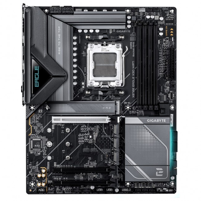 GIGABYTE X870E EAGLE X3D WIFI7 Motherboard - Supports AMD Ryzen 9000 CPUs, 14+2+2 Phases Digital VRM, up to 9000Hz DDR5 (OC), 1xPCIe 5.0 + 3xPCIe 4.0, Wi-Fi 7, 5GbE LAN, USB 4