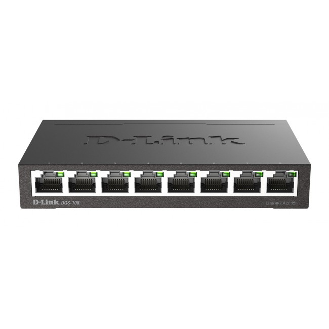 D-Link DGS-108 Unmanaged L2 Gigabit Ethernet (10/100/1000) Black