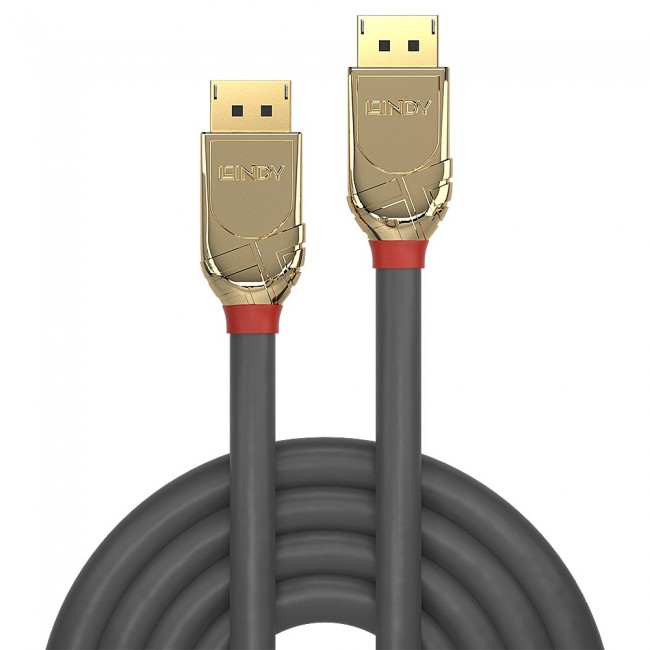 Lindy 10m DisplayPort 1.2 Cable, Gold Line