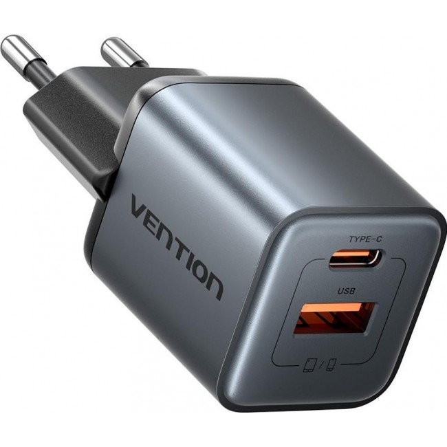 Vention Charger 1x USB-A 1x USB-C GaN 30W BLACK