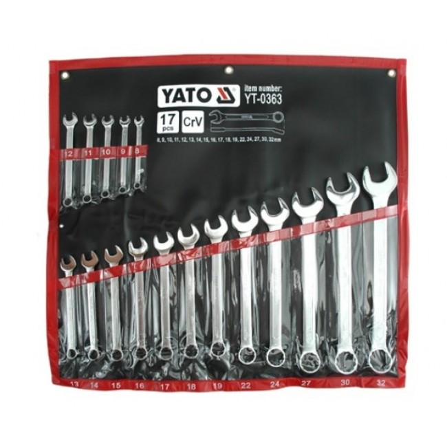 YATO SATIN COMBINATION SPANNERS 17 pcs. 8-32mm CASE 0363
