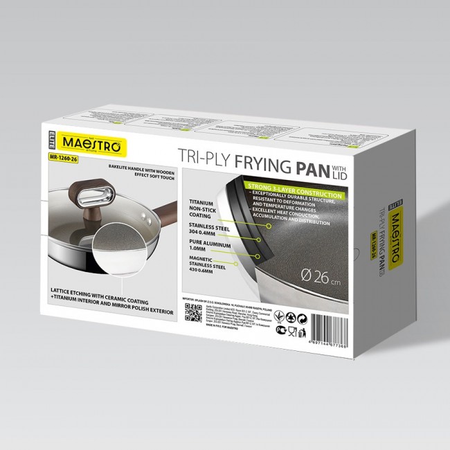 TITANCORE Frying Pan with Lid MAESTRO MR-1260 26 cm (MR-1260-26)