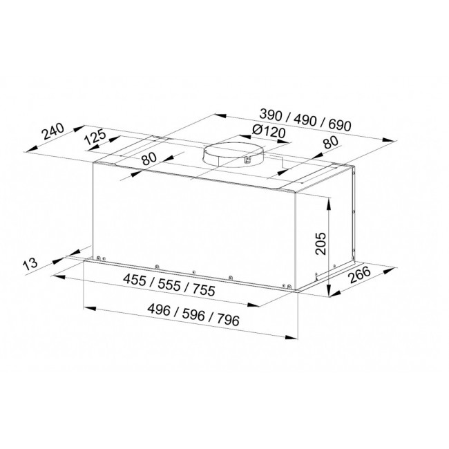 Built-in under-cupboard kitchen hood MAAN Fiugi 2 50 310 m3/h, Satin