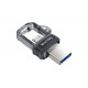 SanDisk Ultra Dual m3.0 USB flash drive 256 GB USB Type-A / Micro-USB 3.2 Gen 1 (3.1 Gen 1) Black, Silver, Transparent