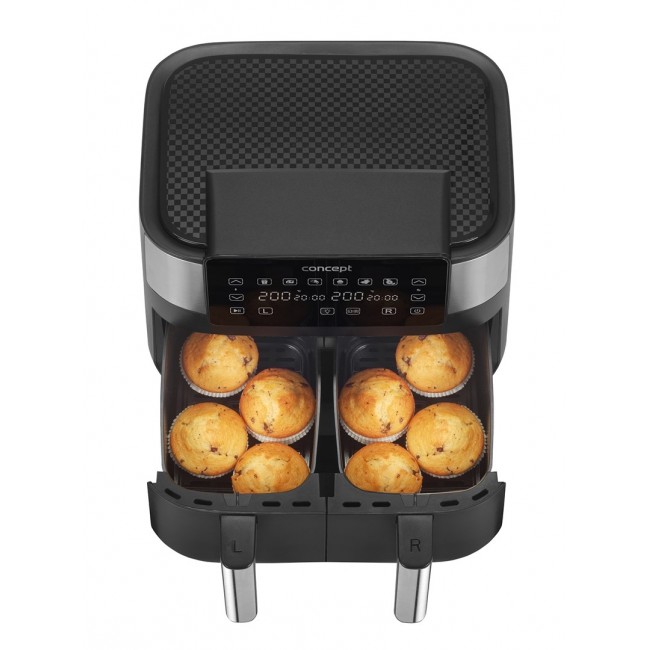 Air Fryer greaseless double fryer 8L FR8000 Black, Silver Air Fryer greaseless double fryer 8L FR8000 Black, Silver