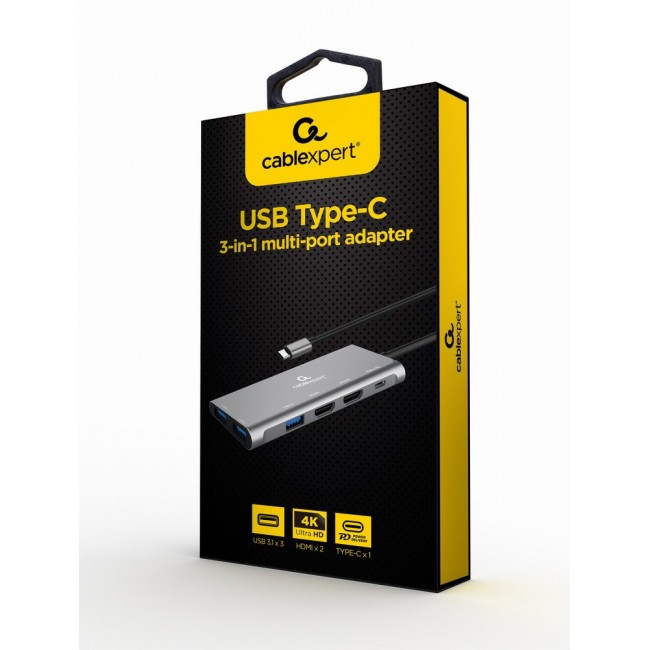 Gembird A-CM-COMBO3-03 USB Type-C 3-in-1 multi-port adapter (Hub + HDMI + PD) Gembird A-CM-COMBO3-03 USB Type-C 3-in-1 multi-port adapter (Hub + HDMI + PD)