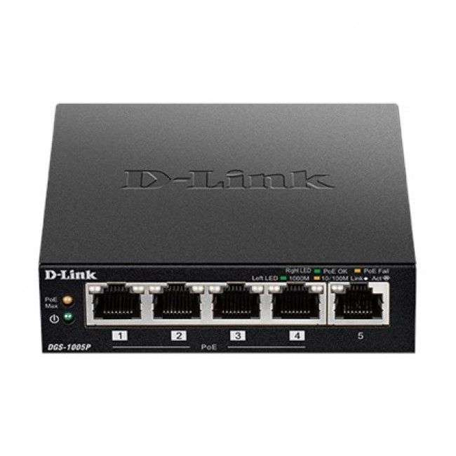 D-Link DGS-1005P/E network switch Unmanaged Gigabit Ethernet (10/100/1000) Power over Ethernet (PoE) Black D-Link DGS-1005P/E network switch Unmanaged Gigabit Ethernet (10/100/1000) Power over Ethernet (PoE) Black