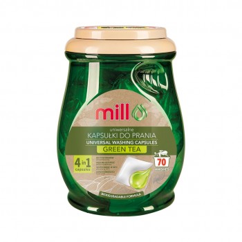 MILL ECO 2k universal 2-in-1 green tea laundry capsules, 70 capsules (bulk pack of 4)