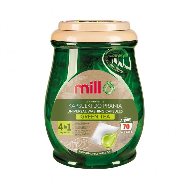 MILL ECO 2k universal 2-in-1 green tea laundry capsules, 70 capsules (bulk pack of 4) MILL ECO 2k universal 2-in-1 green tea laundry capsules, 70 capsules (bulk pack of 4)