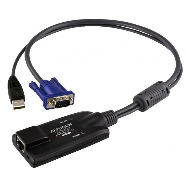 Aten | USB VGA KVM Adapter | 1 x RJ-45 Female, 1 x USB Male, 1 x HDB-15 Male