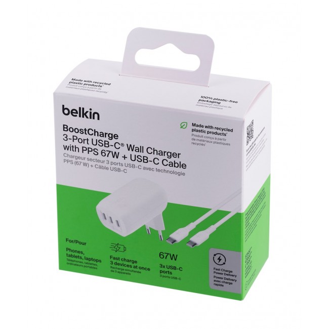 Belkin BoostCharge Laptop, Smartphone, Universal White AC Fast charging Indoor