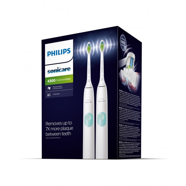 Philips Sonicare ProtectiveClean 4300 HX6807/35 2-pack sonic electric toothbrushes with chargers Philips Sonicare ProtectiveClean 4300 HX6807/35 2-pack sonic electric toothbrushes with chargers