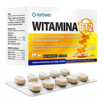 EUROWET Vitamin B12- supplements for dogs and cats - 50 tablets