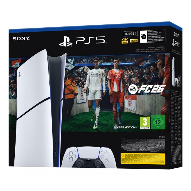 Sony PlayStation 5 Slim Digital+ EA Sports FC 26 Bundle 825 GB Wi-Fi Black, White Sony PlayStation 5 Slim Digital+ EA Sports FC 26 Bundle 825 GB Wi-Fi Black, White