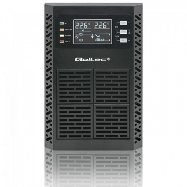 Qoltec 52281 uninterruptible power supply (UPS) Double-conversion (Online) 2 kVA 2000 W 3 AC outlet(s)