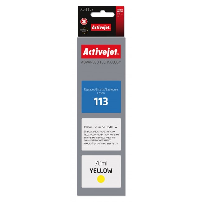 Activejet AE-113Y Ink (replacement for Epson 113 C13T06B440 Supreme 70 ml yellow)