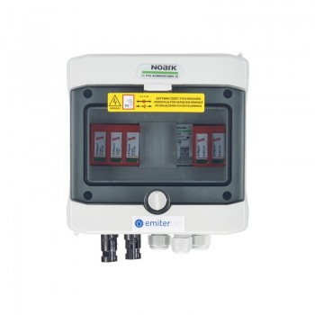 Switchgear attached DCAC hermetic IP65 EMITTER with Dehn 1000V type 2 DC surge arrester, 1 x PV string, 1 x MPPT // og. AC Dehn type 2, 16A 1-F