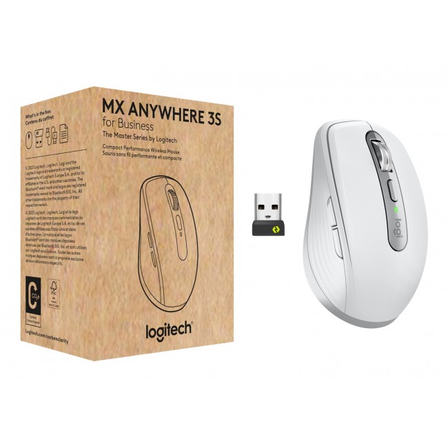 Logitech MX Anywhere 3S for Business mouse Office Right-hand RF Wireless + Bluetooth Laser 8000 DPI