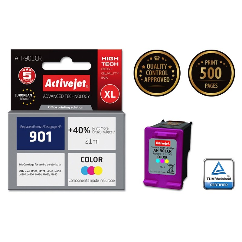 Activejet AH-901CR Ink (replacement for HP 901 CC656AE Premium 21 ml colour) Activejet AH-901CR Ink (replacement for HP 901 CC656AE Premium 21 ml colour)