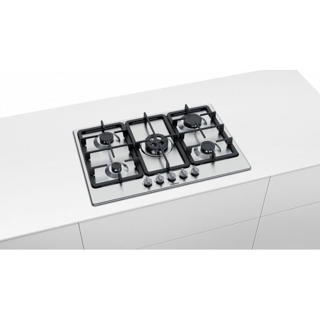 Bosch Serie 4 PGQ7B5B90 hob Stainless steel Built-in 75 cm Gas 5 zone(s) Bosch Serie 4 PGQ7B5B90 hob Stainless steel Built-in 75 cm Gas 5 zone(s)
