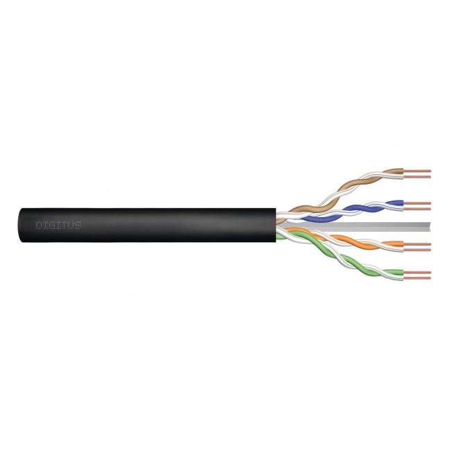 Gel-filled outdoor installation cable DIGITUS cat.6, U/UTP, AWG 23/1, PE, 305m, black, reel Gel-filled outdoor installation cable DIGITUS cat.6, U/UTP, AWG 23/1, PE, 305m, black, reel